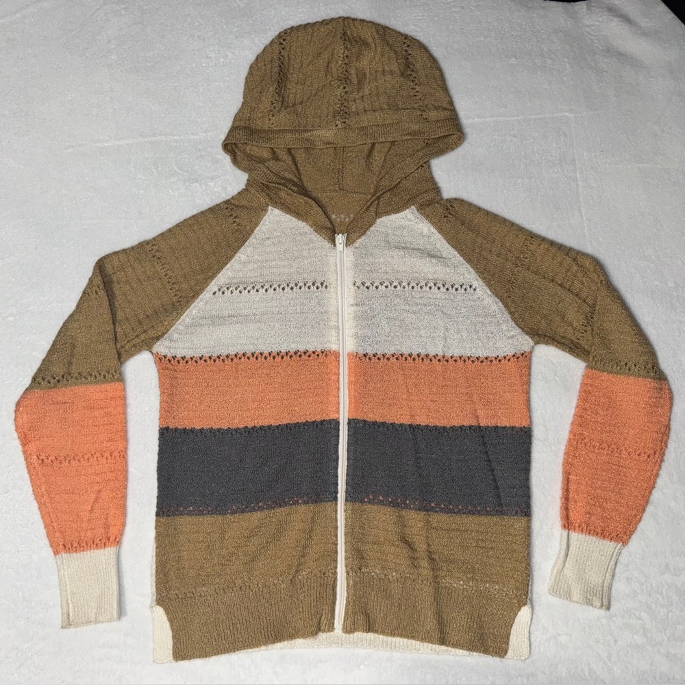 no brand lightweight knit stripes hoodie Size S